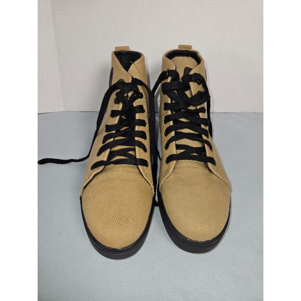 Vintage DEJA Shoe 90s Recycled Canvas High Top Sneakers Tan Khaki US8 / EU39